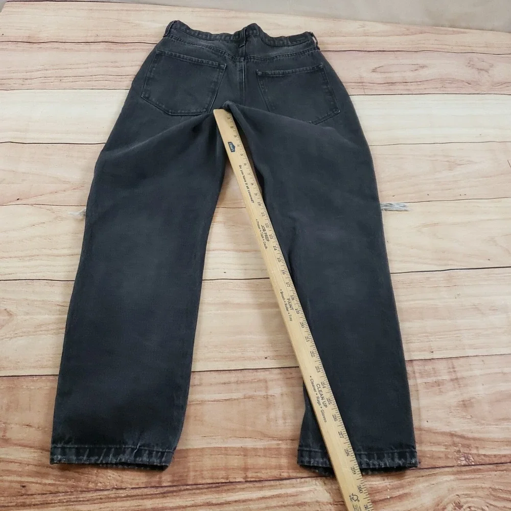 RSQ Jeans Women 28 Black Straight Distressed High‎ Rise Mom Denim Ladies 28x29